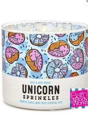 Bath & Body Works Unicorn Sprinkles Scented 3 Wick Candle NWT